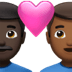 👨🏿‍❤️‍👨🏾 couple with heart: man, man, dark skin tone, medium-dark skin tone display on Apple